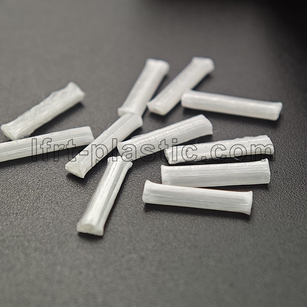 A close-up photograph of high-quality, uniformly cut LFT pellets.